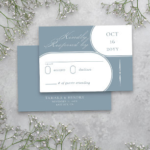 Tarjeta De Confirmación De Asistencia Elegante caligrafía Boda azul turbio