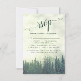 Tarjeta De Confirmación De Asistencia Elegante caligrafía Boda de Green Mountain Pines