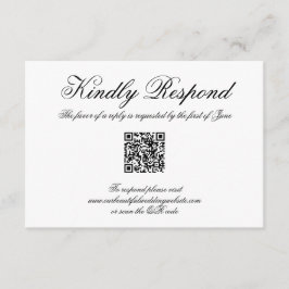 Tarjeta De Confirmación De Asistencia Elegante caligrafía Boda formal de código QR