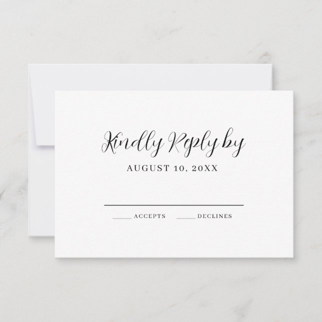 Tarjeta De Confirmación De Asistencia Elegante caligrafía Boda moderno (Anverso)