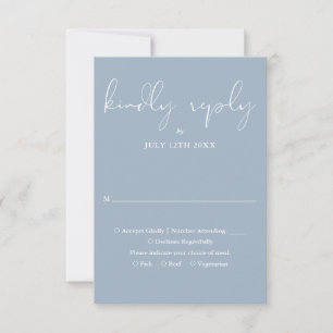 Tarjeta De Confirmación De Asistencia Elegante Caligrafía de Bodas en Azul Polvoriento