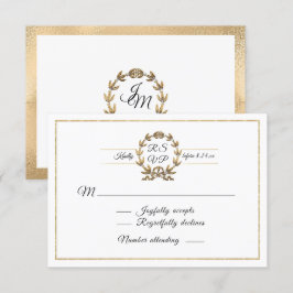 Tarjeta De Confirmación De Asistencia Elegante caligrafía de escritura blanca de oro RSV