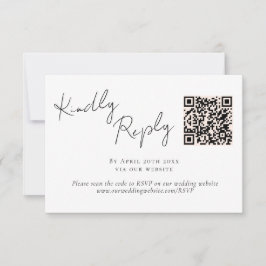 Tarjeta De Confirmación De Asistencia Elegante caligrafía de escritura QR Boda de código