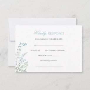 Tarjeta De Confirmación De Asistencia Elegante Caligrafía Floral Azul Polvoriento