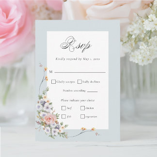 Tarjeta De Confirmación De Asistencia Elegante caligrafía floral del Pastel Boho