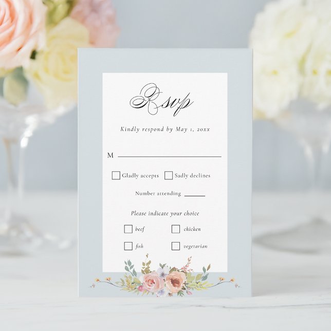 Tarjeta De Confirmación De Asistencia Elegante caligrafía floral del Pastel Boho (Subido por el creador)