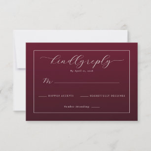 Tarjeta De Confirmación De Asistencia Elegante Caligrafía Granate