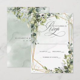 Tarjeta De Confirmación De Asistencia Elegante caligrafía Greenery Eucalyptus Boda