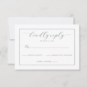 Tarjeta De Confirmación De Asistencia Elegante Caligrafía Gris