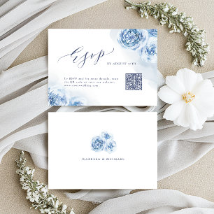 Tarjeta De Confirmación De Asistencia Elegante caligrafía polvoriento código QR floral a