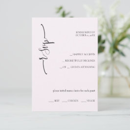 Tarjeta De Confirmación De Asistencia Elegante caligrafía rosa suave exótica