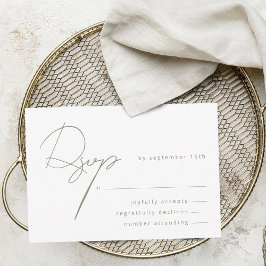 Tarjeta De Confirmación De Asistencia Elegante caligrafía Sage Green Boda