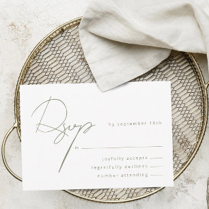 Tarjeta De Confirmación De Asistencia Elegante Caligrafía Verde Sage Boda