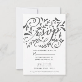 Tarjeta De Confirmación De Asistencia Elegante Caprichoso Letraje Vintage Tiza Boda