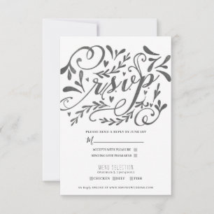 Tarjeta De Confirmación De Asistencia Elegante Caprichoso Letraje Vintage Tiza Boda