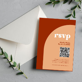 Tarjeta De Confirmación De Asistencia Elegante Chico Melocotón Terracota Arco Boho Boda