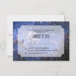 Tarjeta De Confirmación De Asistencia Elegante cielo nocturno / Boda temática espacial R