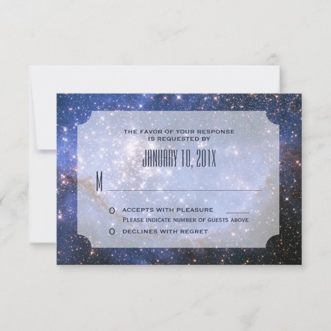Tarjeta De Confirmación De Asistencia Elegante cielo nocturno / Boda temática espacial R (Anverso)