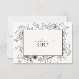 Tarjeta De Confirmación De Asistencia Elegante código QR Boda blanco negro