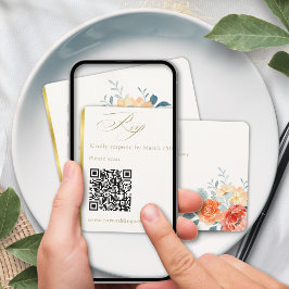 Tarjeta De Confirmación De Asistencia Elegante código QR Boda de escritura floral Rubor