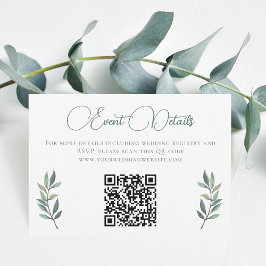 Tarjeta De Confirmación De Asistencia Elegante código QR Boda de hoja Eucalyptus