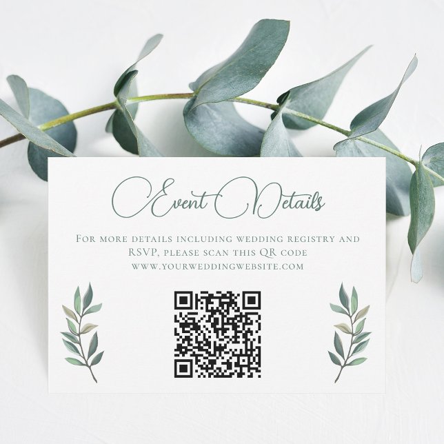 Tarjeta De Confirmación De Asistencia Elegante código QR Boda de hoja Eucalyptus (Subido por el creador)