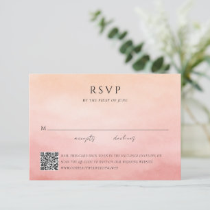 Tarjeta De Confirmación De Asistencia Elegante Código QR de Boda Chic Moderno de Coral C