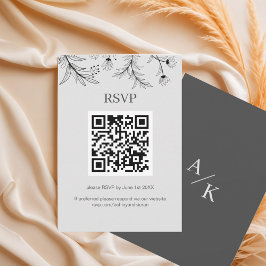 Tarjeta De Confirmación De Asistencia Elegante código QR de boda floral