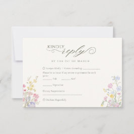 Tarjeta De Confirmación De Asistencia Elegante código QR de caligrafía de flores silvest