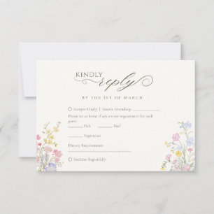 Tarjeta De Confirmación De Asistencia Elegante código QR de caligrafía de flores silvest