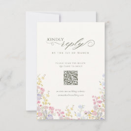 Tarjeta De Confirmación De Asistencia Elegante código QR de caligrafía de flores silvest
