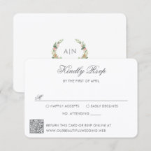 Elegante código QR de cresta floral de acuarela pa