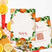 Elegante Código QR Naranja Cítrico Otoño Boda Otoñ