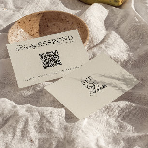 Tarjeta De Confirmación De Asistencia Elegante código QR negro crema dinero antiguo retr