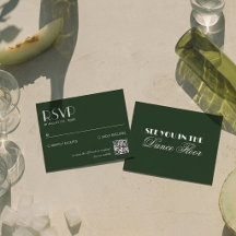 Elegante Código QR Verde Oscuro Boda Chic