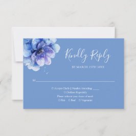 Tarjeta De Confirmación De Asistencia Elegante color azul acuático Boda de flores botáni