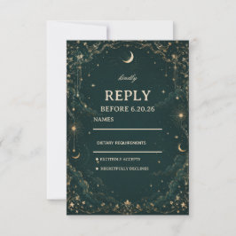 Tarjeta De Confirmación De Asistencia Elegante Cósmico Vintage Celestial