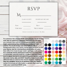 Tarjeta De Confirmación De Asistencia Elegante Crea Tu Propio Color de Boda