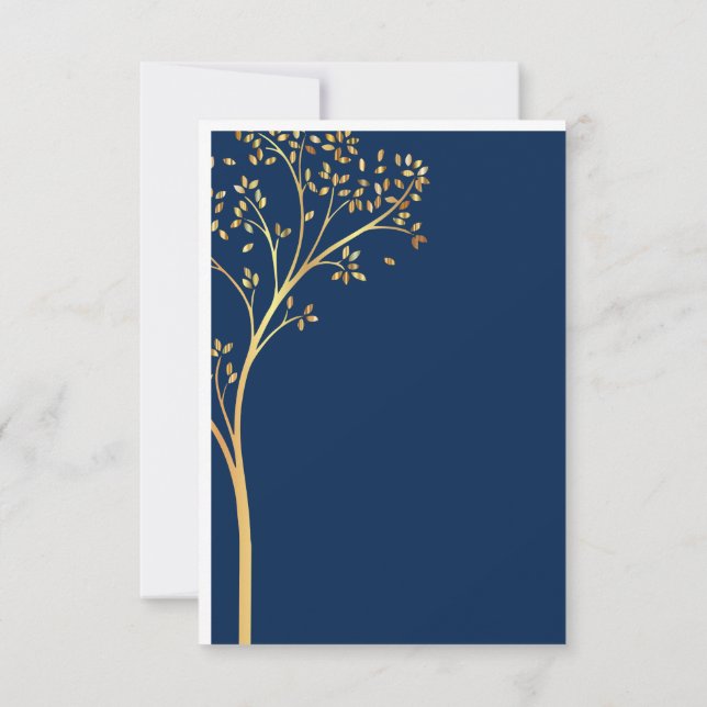 TARJETA DE CONFIRMACIÓN DE ASISTENCIA ELEGANTE CUERPO DE CUMPLEAÑOS CON ÁRBOL (Reverso)