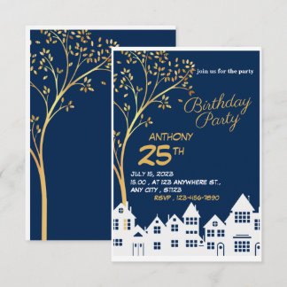 Tarjeta De Confirmación De Asistencia ELEGANTE CUERPO DE CUMPLEAÑOS CON ÁRBOL en un cost