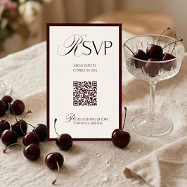 Tarjeta De Confirmación De Asistencia Elegante Dinero Antiguo Burgundy Marfil
