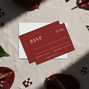 Tarjeta De Confirmación De Asistencia Elegante dinero Minimalista viejo negrita Boda roj