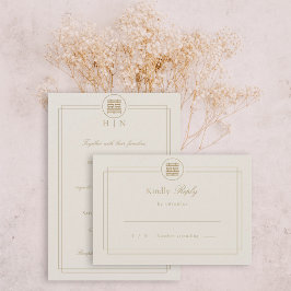 Tarjeta De Confirmación De Asistencia Elegante doble felicidad Champagne chino moderno