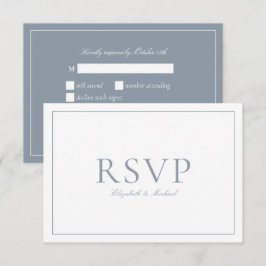 Tarjeta De Confirmación De Asistencia Elegante Dusty Blue Calligraphy Script Wedding RSV