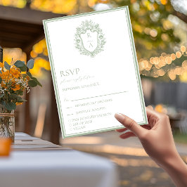 Tarjeta De Confirmación De Asistencia Elegante elección de comida de boda con cresta ver