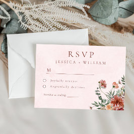 Tarjeta De Confirmación De Asistencia Elegante en el Boda de los tonos rosados de otoño