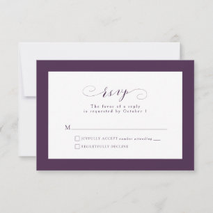 Tarjeta De Confirmación De Asistencia Elegante escritura formal plum morado otoño boda