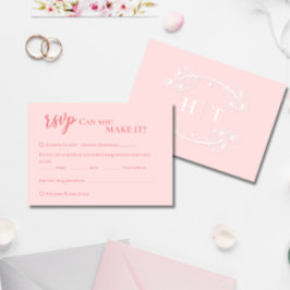 Tarjeta De Confirmación De Asistencia Elegante Escudo de Monograma Rosa Moderno Boda RSV