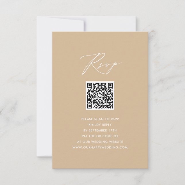 Tarjeta De Confirmación De Asistencia Elegante estilo beige moderno guión simple matrimo (Anverso)