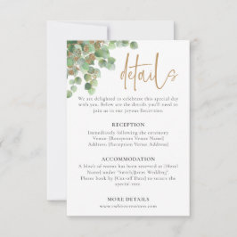Tarjeta De Confirmación De Asistencia Elegante Eucalyptus Botánico Greenery Gold Detalle